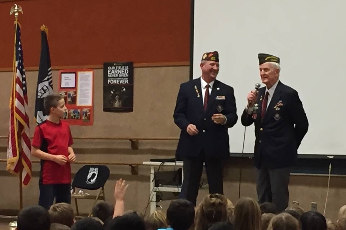 Jeff Knight and Jason Griswold at MES Veterans Day Assembly
